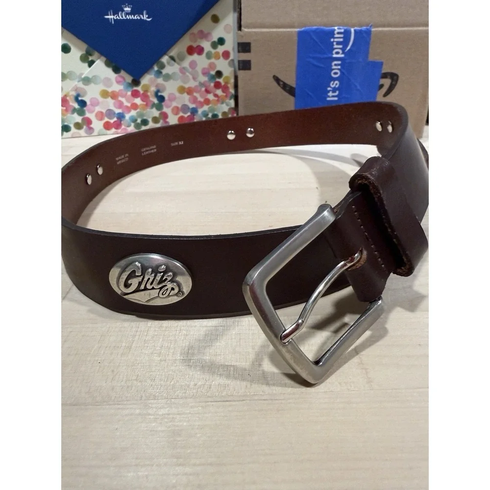 Zep Pro Concho Montana Griz Belt Mens 32 Brown Leather‎ Brass Made In USA